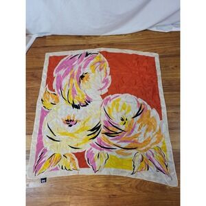 Honey 100% Silk Pink Floral Watercolor Large Square Scarf